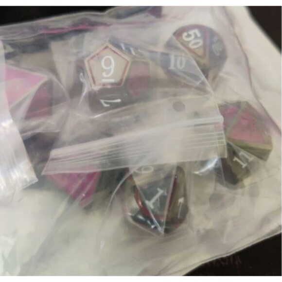Metal Dice Purple /Black, 7 Piece, Polyhedral Set For Table Top Gaming DND - Picture 6 of 7
